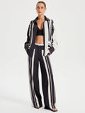 Contrast Striped Lapel Collar Shirt