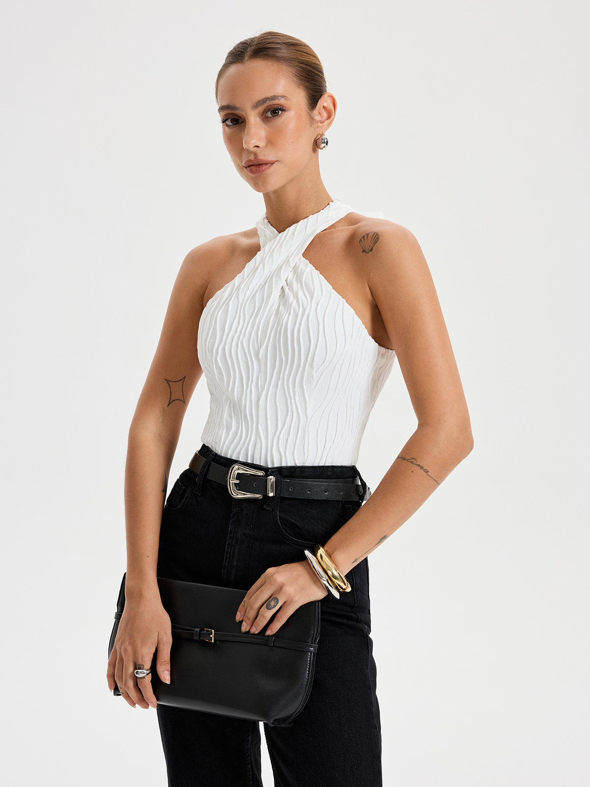 Textured Crisscross Halter Top