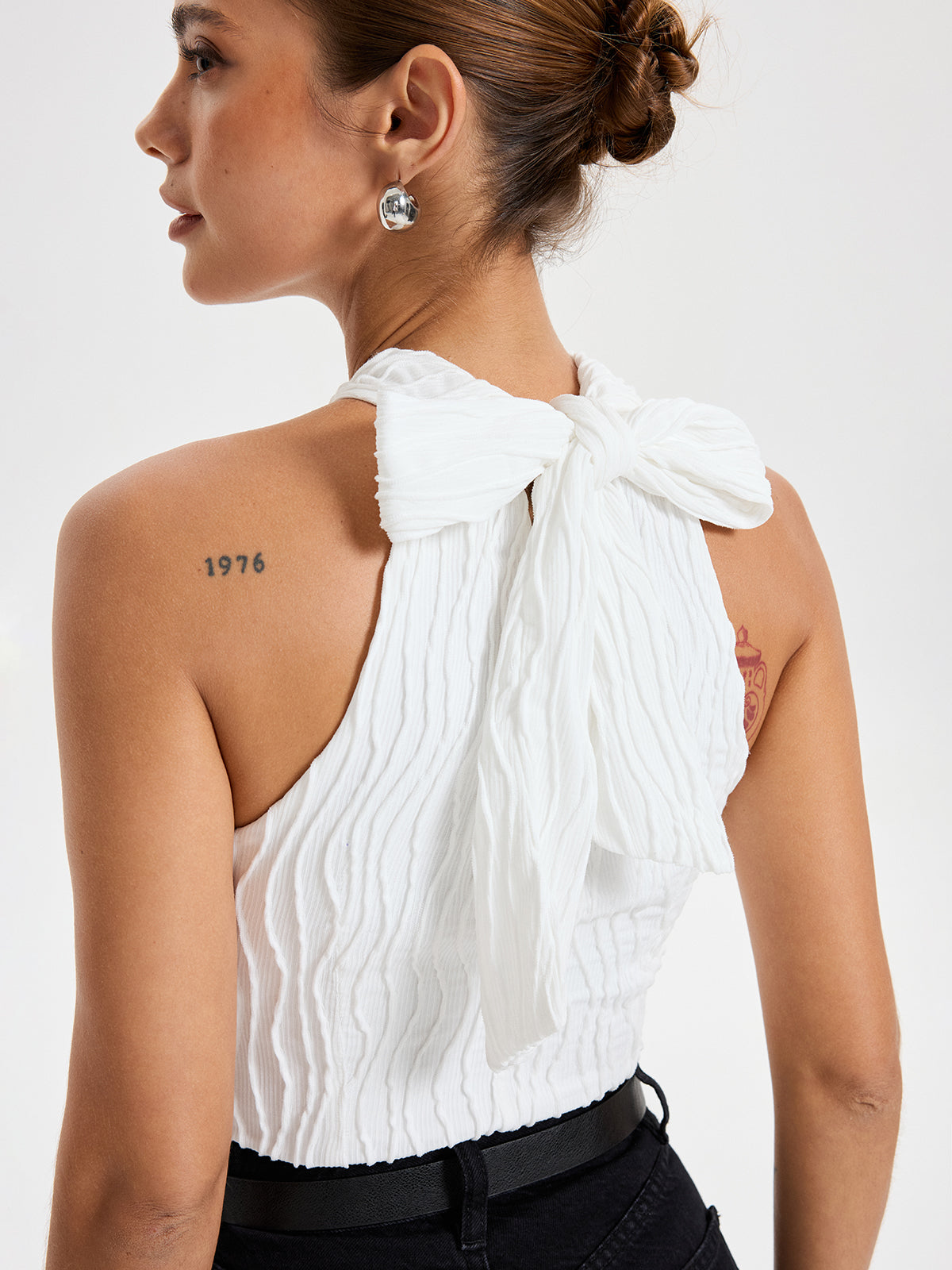 Textured Crisscross Halter Top