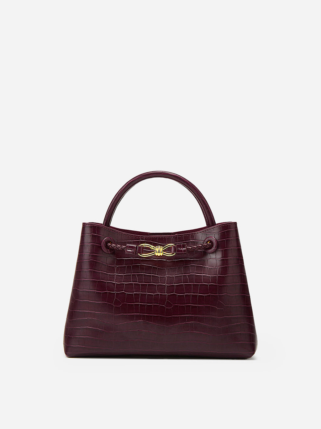 Crocodile-Embossed PU Leather Tote Bag