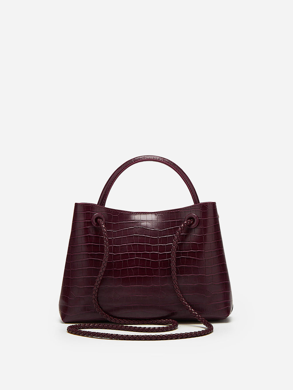 Crocodile-Embossed PU Leather Tote Bag