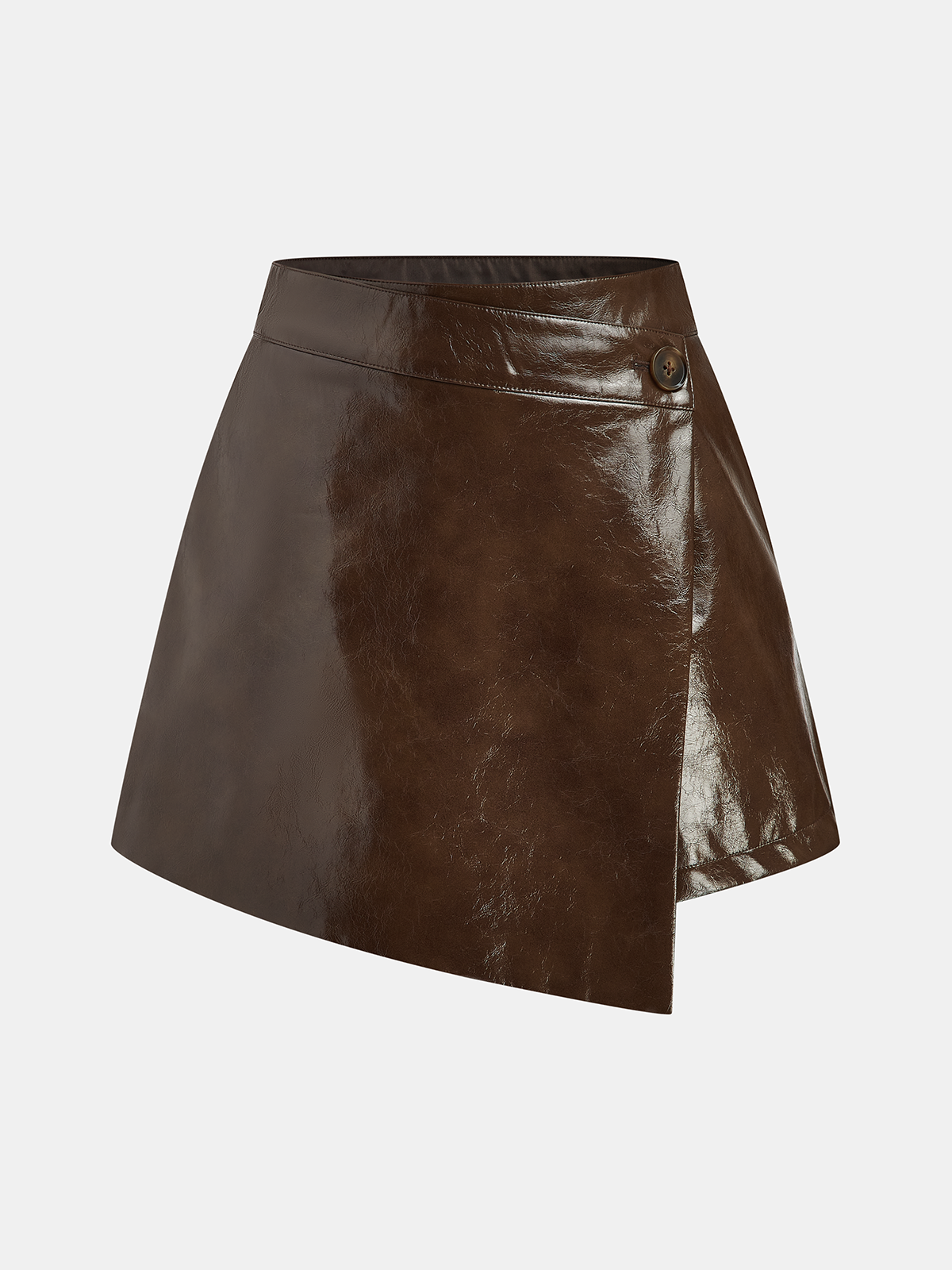 Jupe-short asymétrique vintage en faux cuir superposé