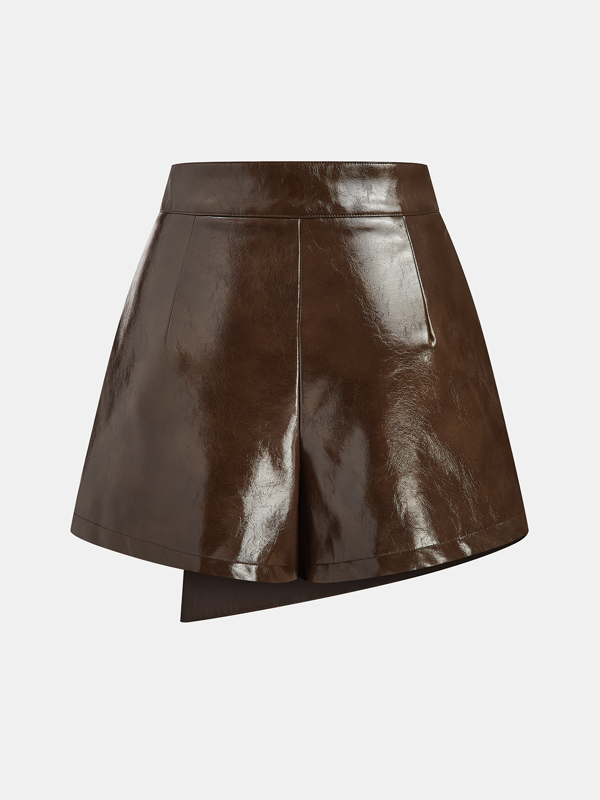 Jupe-short asymétrique vintage en faux cuir superposé