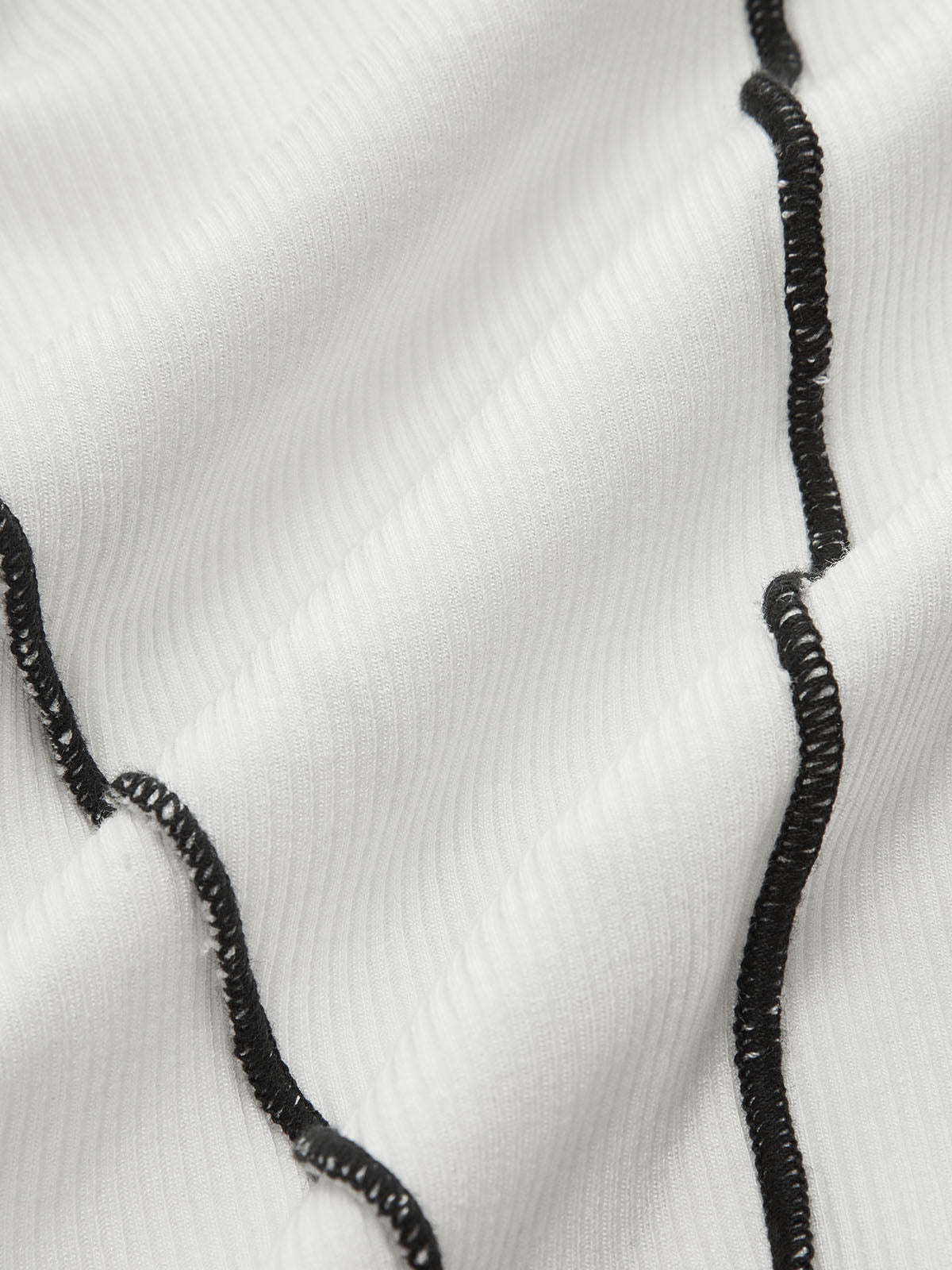 Contrast Stitch Round Neck Long-sleeve Top