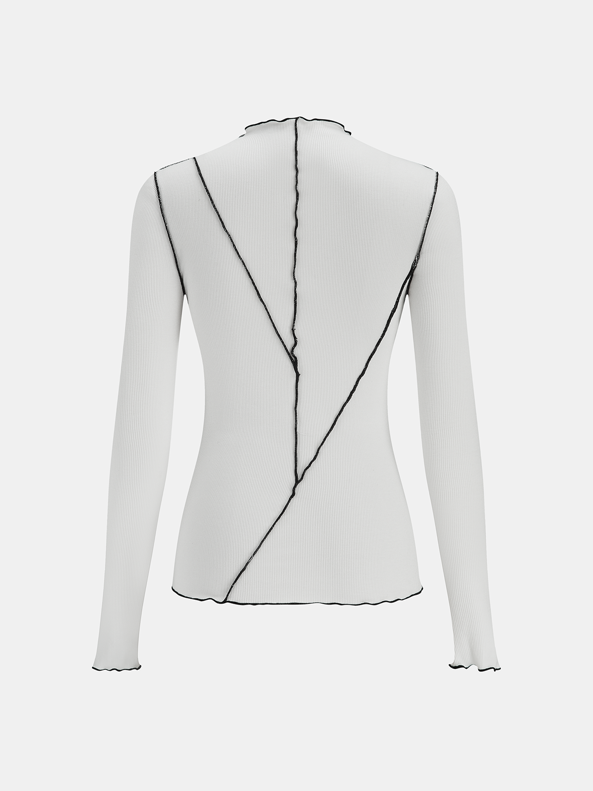 Contrast Stitch Round Neck Long-sleeve Top
