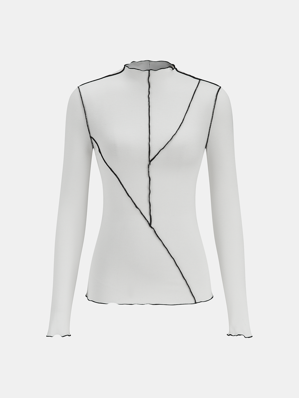 Langarmshirt mit Rundhalsausschnitt und Kontrastnähten