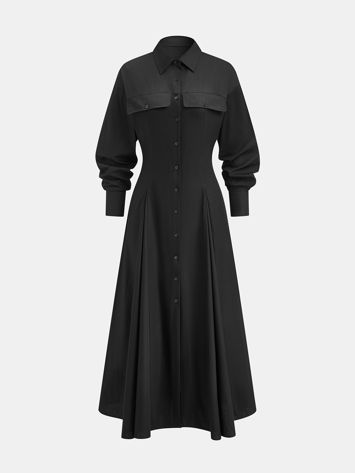 Robe-chemise plissée boutonnée sur le devant