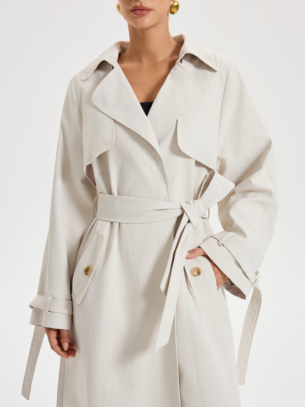 Trench-coat croisé ceinturé