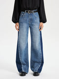 Jean large "barrel" bicolore