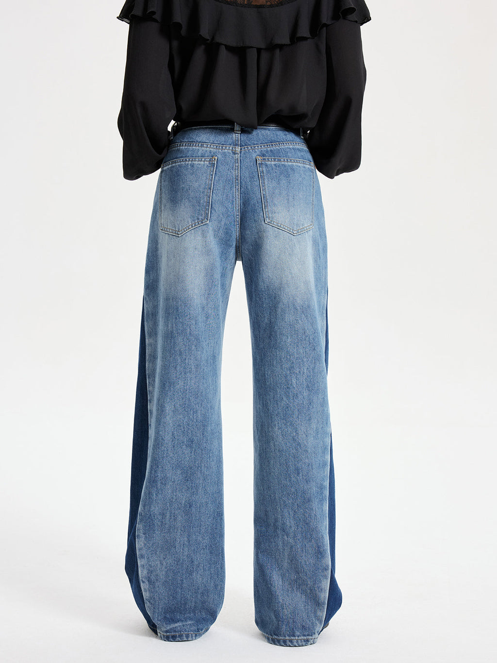 Jean large "barrel" bicolore