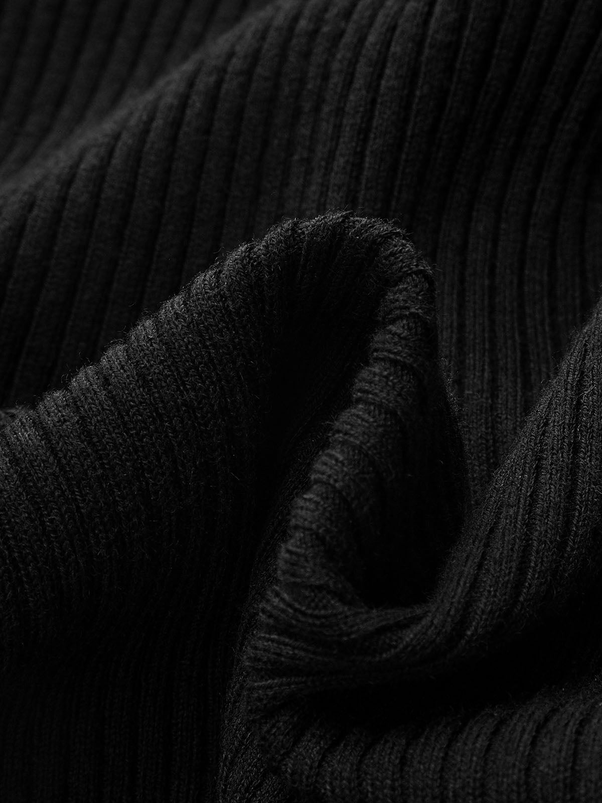 Wool-Blend Mock Neck Ribbed Knit Top