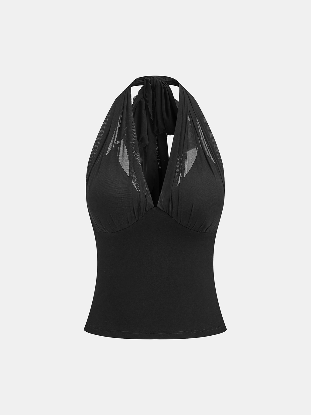 Bügelloses Neckholder-Top aus Mesh