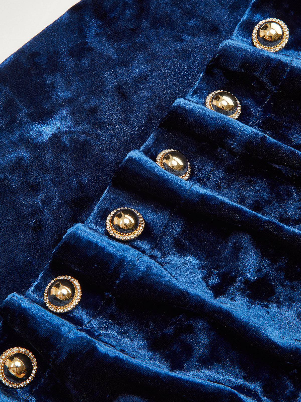 Metal Button Ruched Velvet Maxi Dress