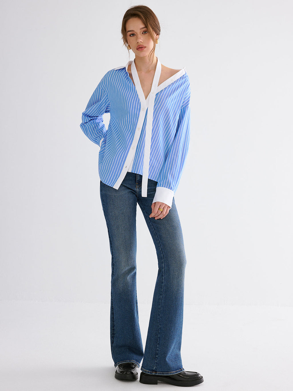Chemise rayée à col fendu
