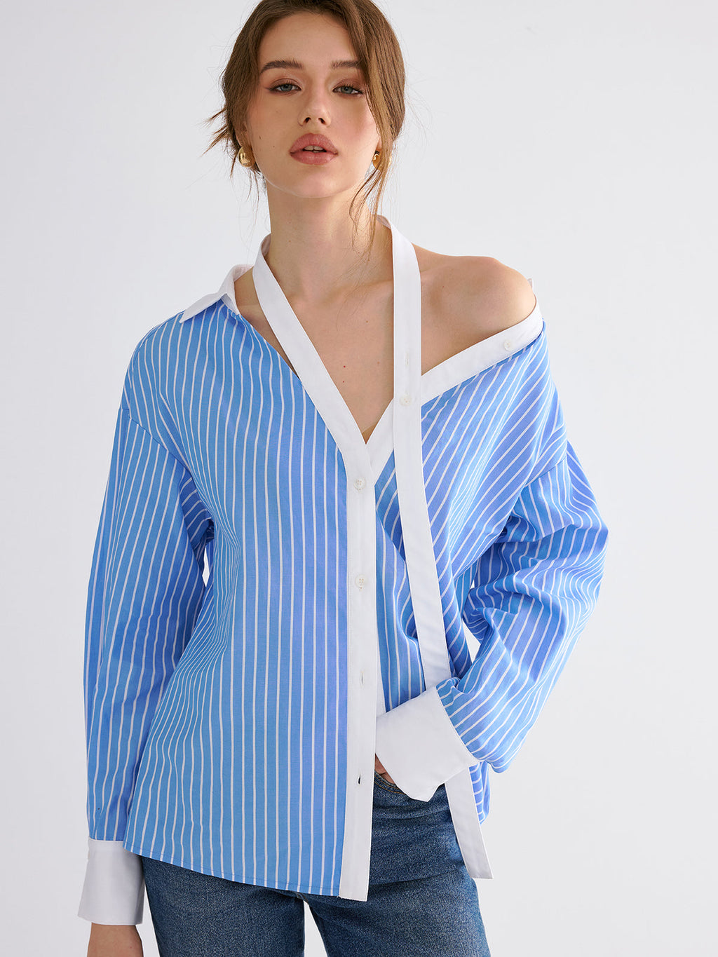 Chemise rayée à col fendu