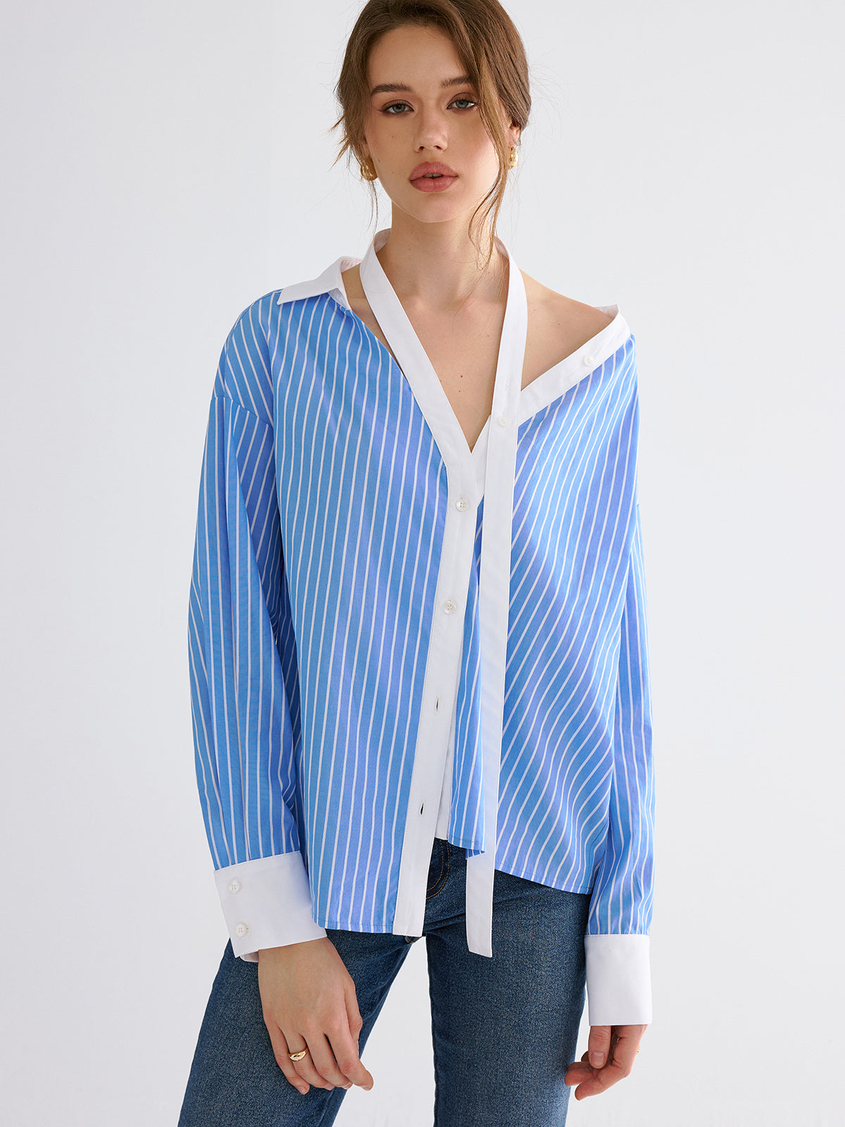 Chemise rayée à col fendu