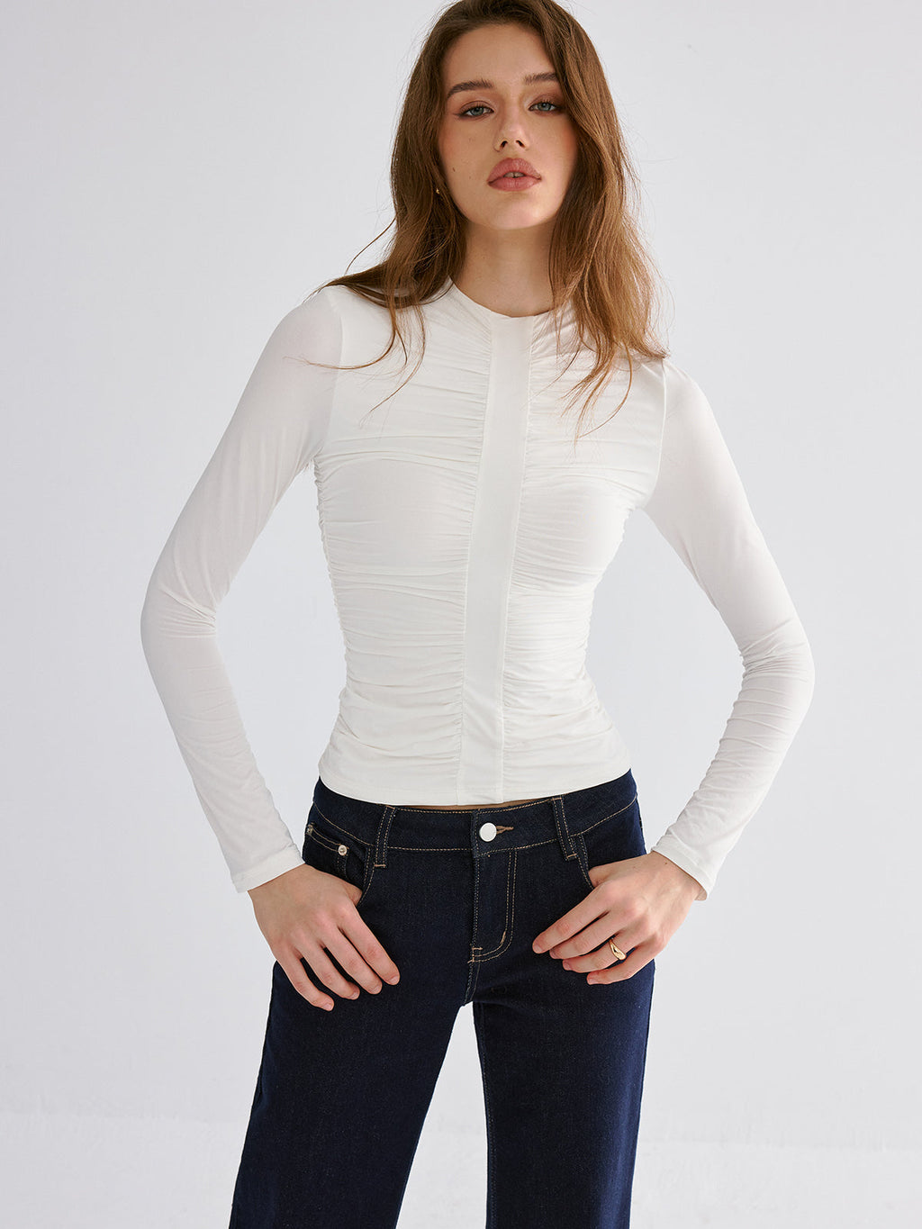 Gerafftes Langarm-Top
