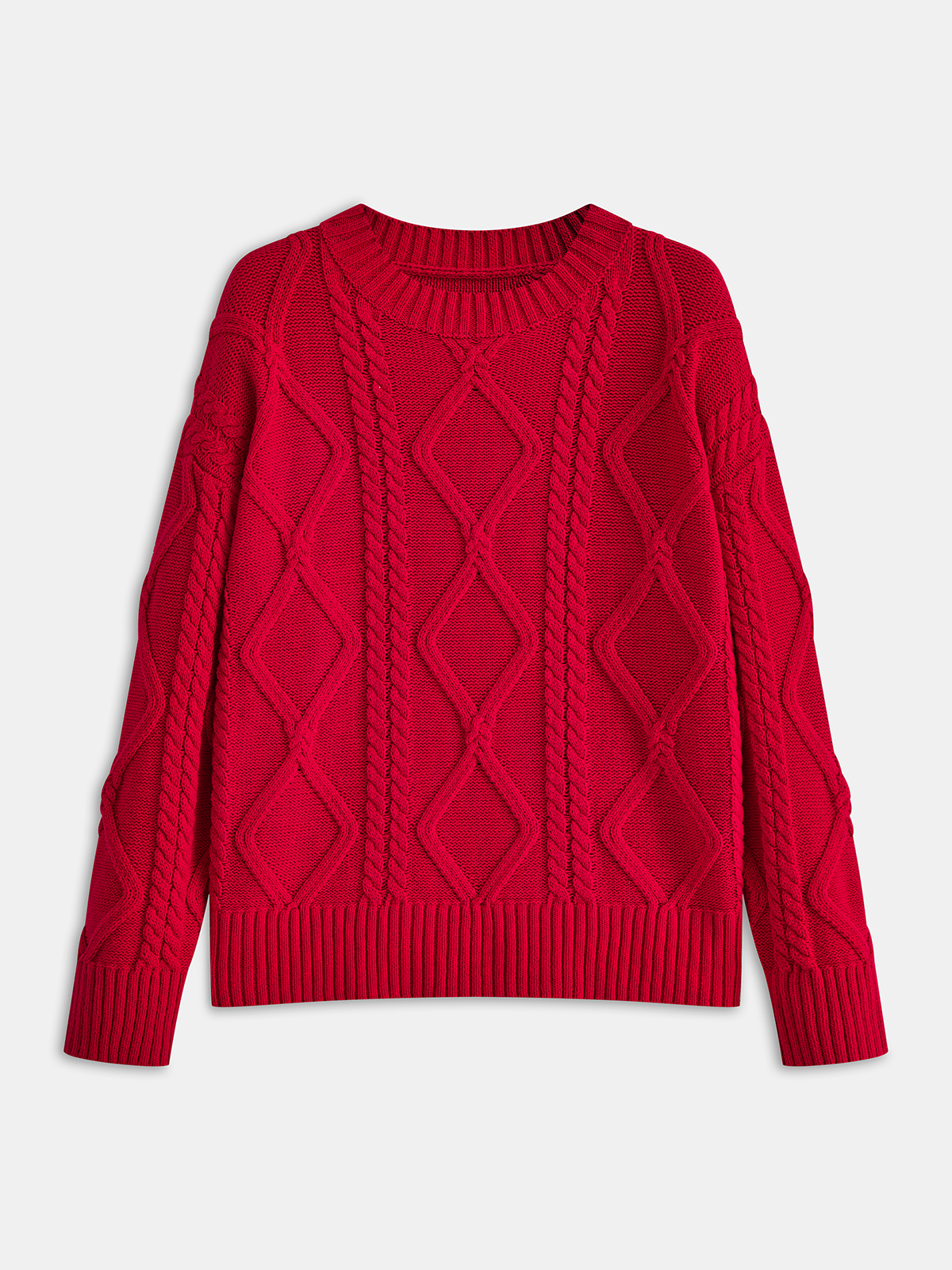Cable-Knit Crew Neck Sweater