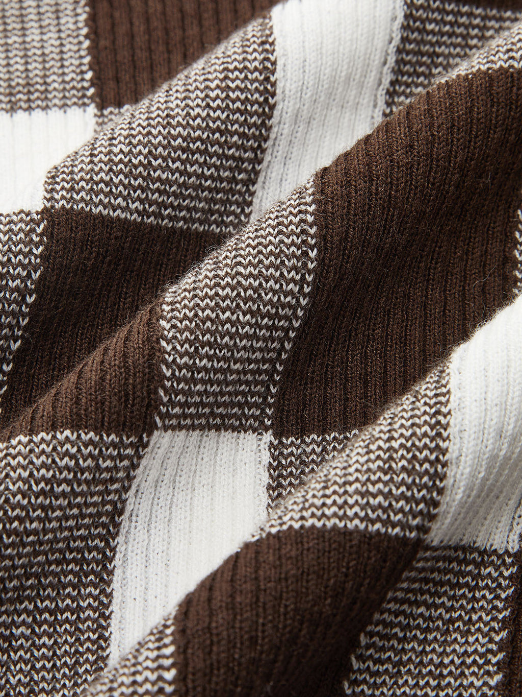 Karierter Strickpullover mit kurzem Stehkragen aus Wollmischung