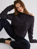 Cable Knit Off-shoulder Sweater