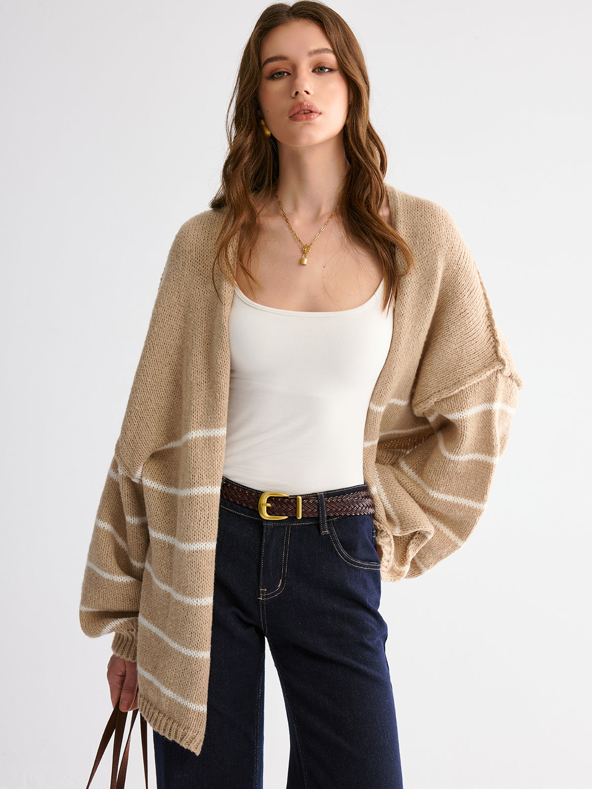 Brushed Striped Cardigan