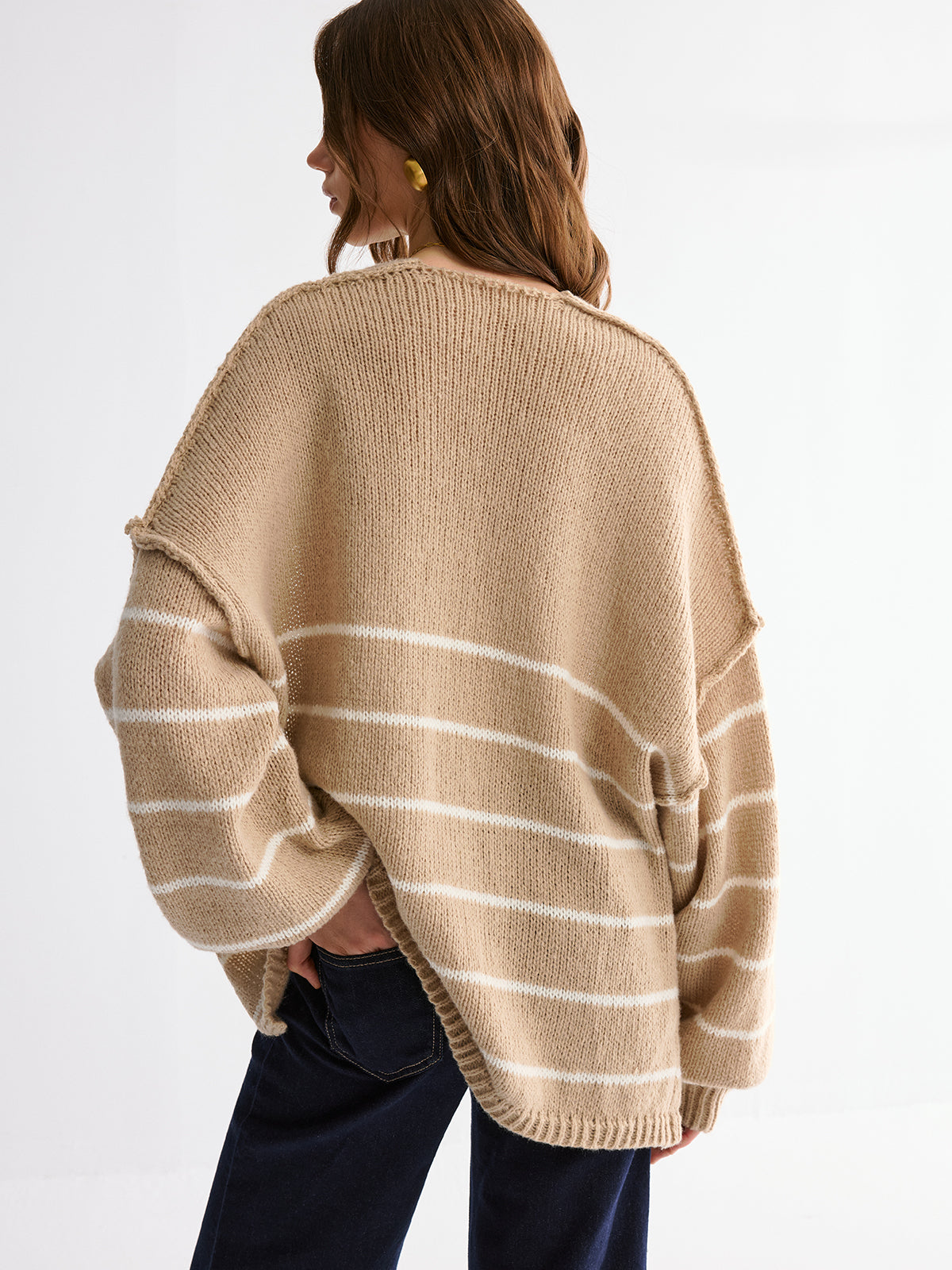 Brushed Striped Cardigan