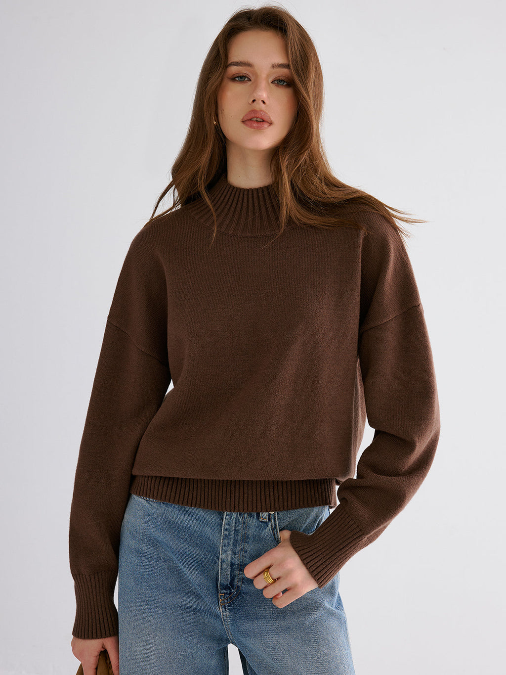 Oversized Pullover mit überschnittenen Schultern und Rundhalsausschnitt