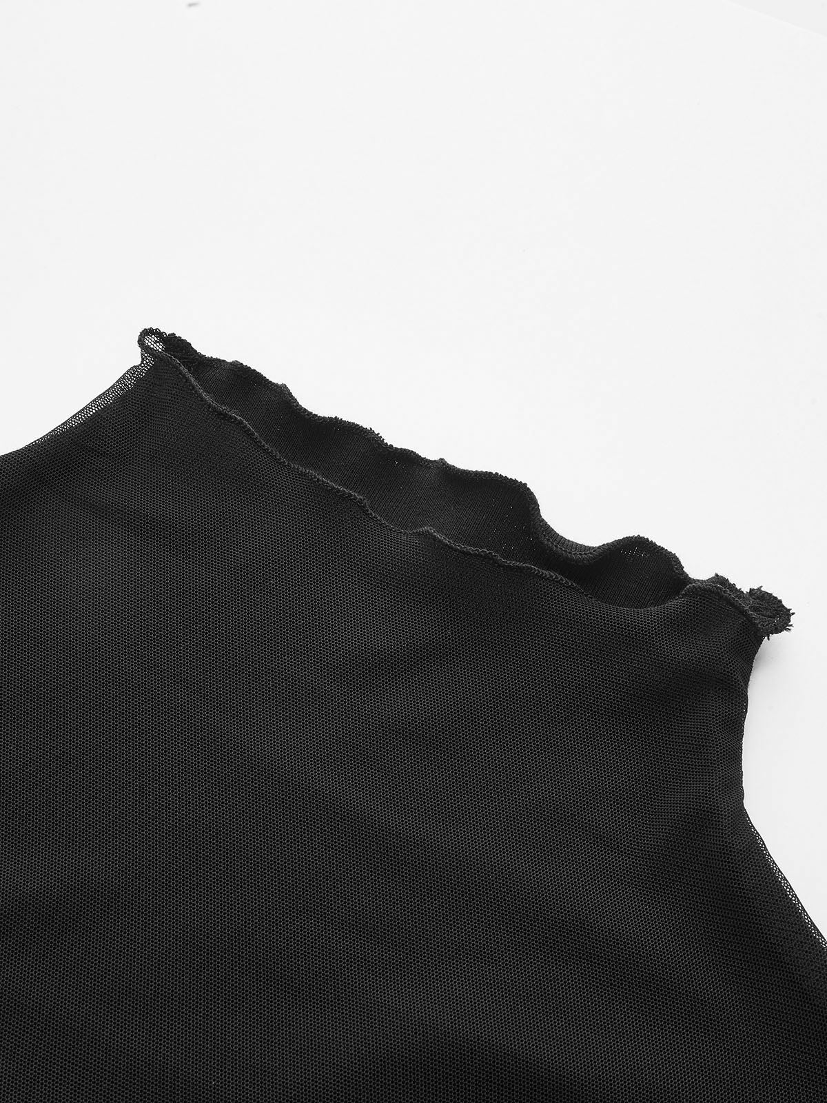 Haut à manches longues à empiècements transparents 