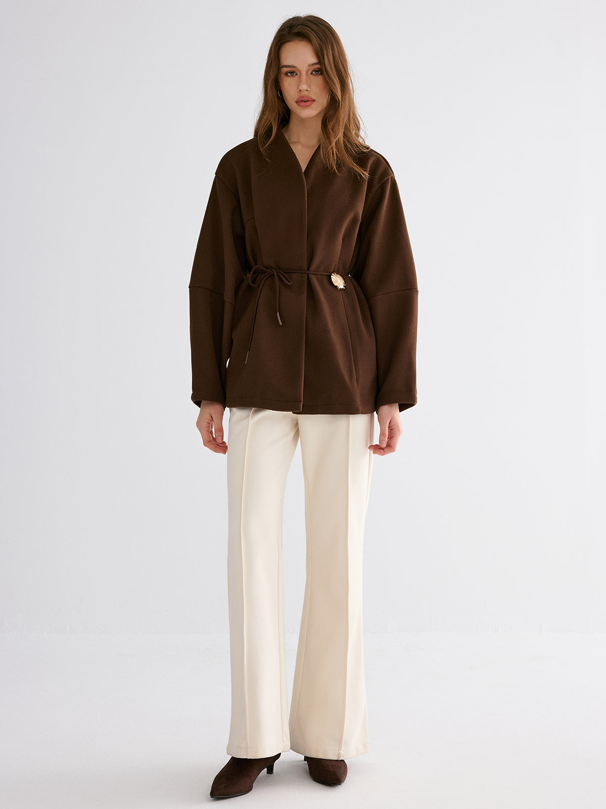 Shell Detail Tie-Waist Coat