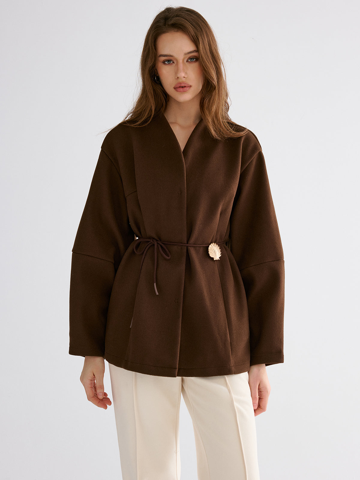 Shell Detail Tie-Waist Coat