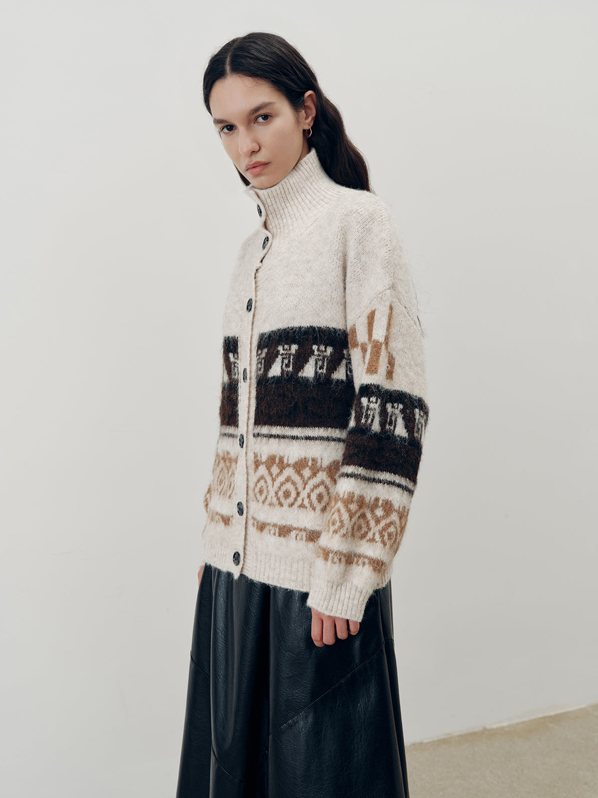 Vêtement d'extérieur en maille jacquard décontracté