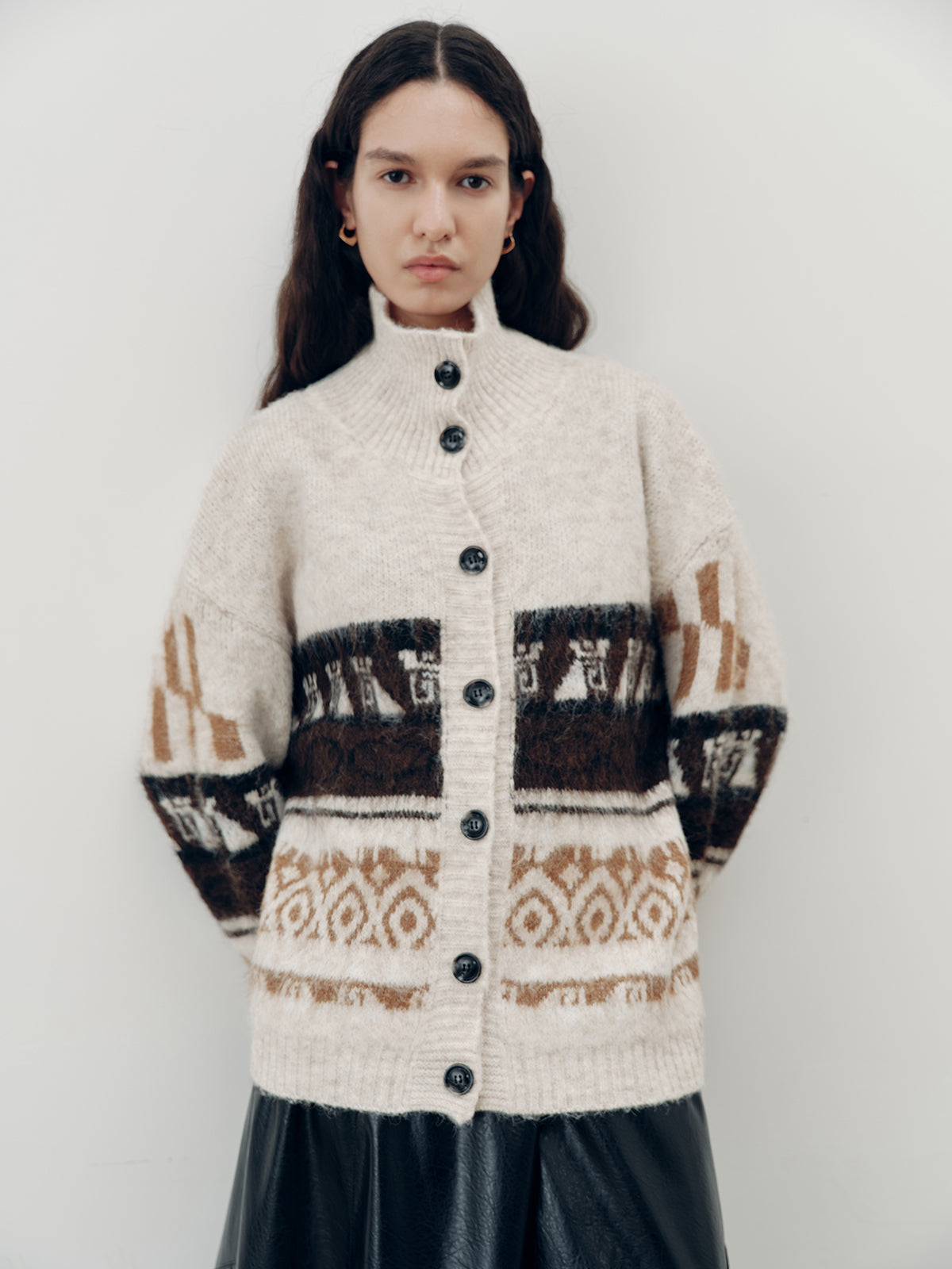 Jacquard Casual Knit Outerwear