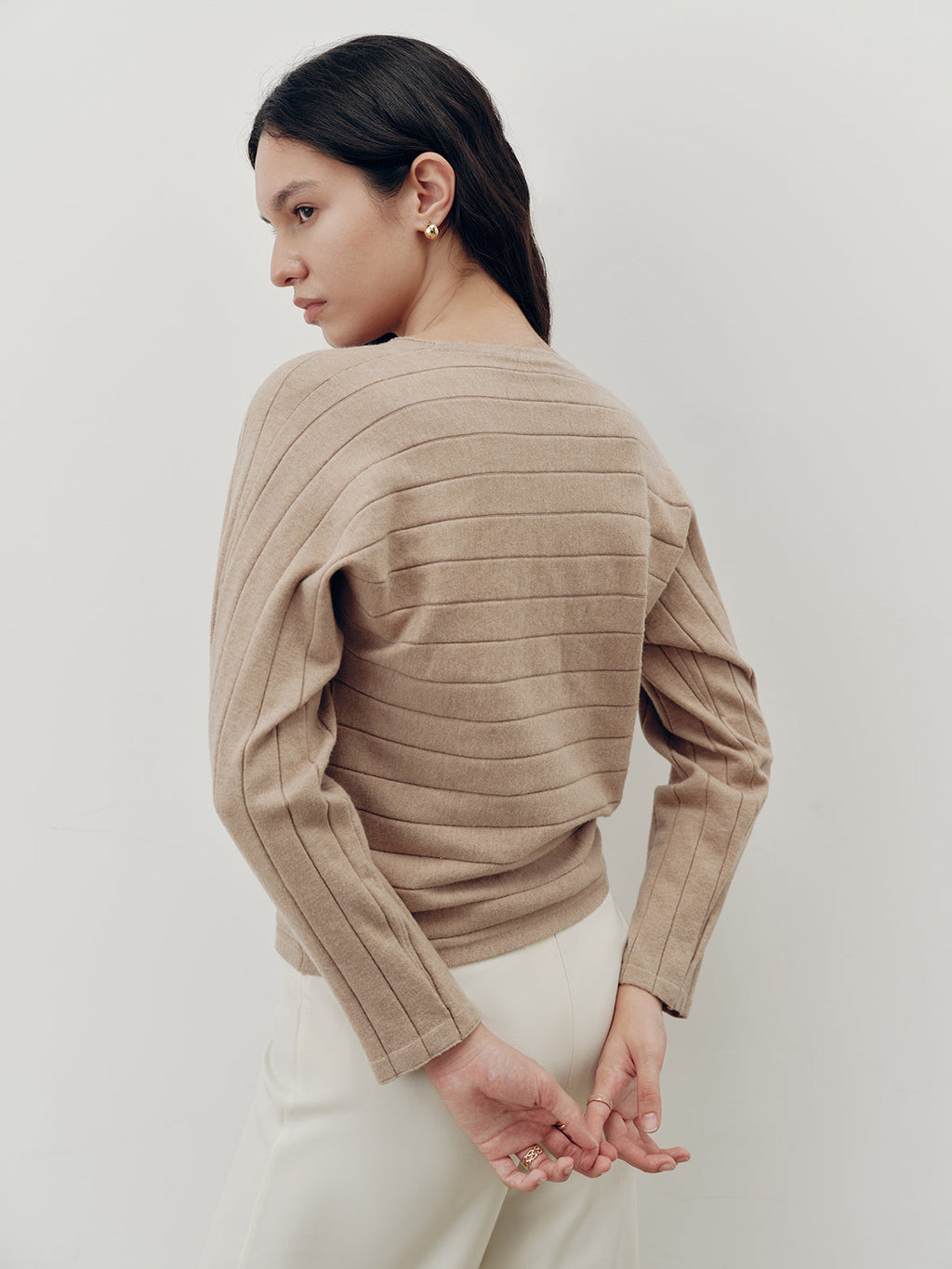 Braided-Front Wool-Blend Knit Top