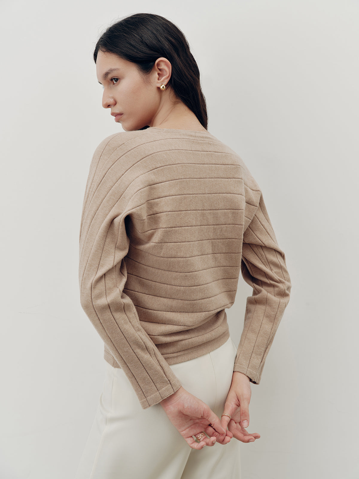 Braided-Front Wool-Blend Knit Top