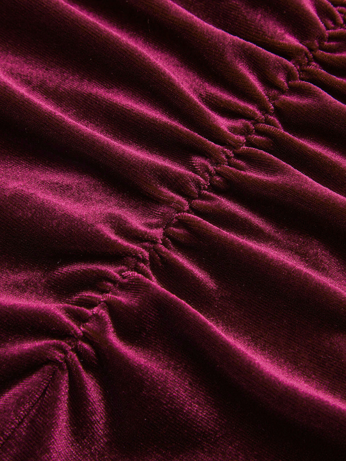 Velvet Ruched Long-Sleeve Bodysuit