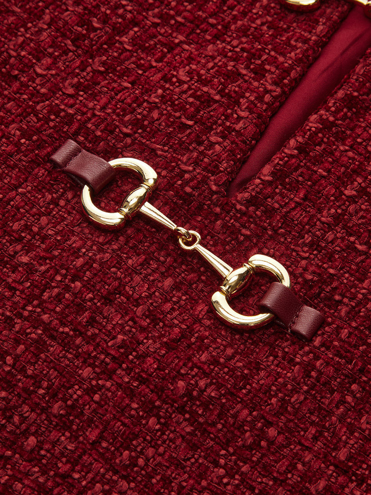 Robe courte en tweed à boucle métallique 