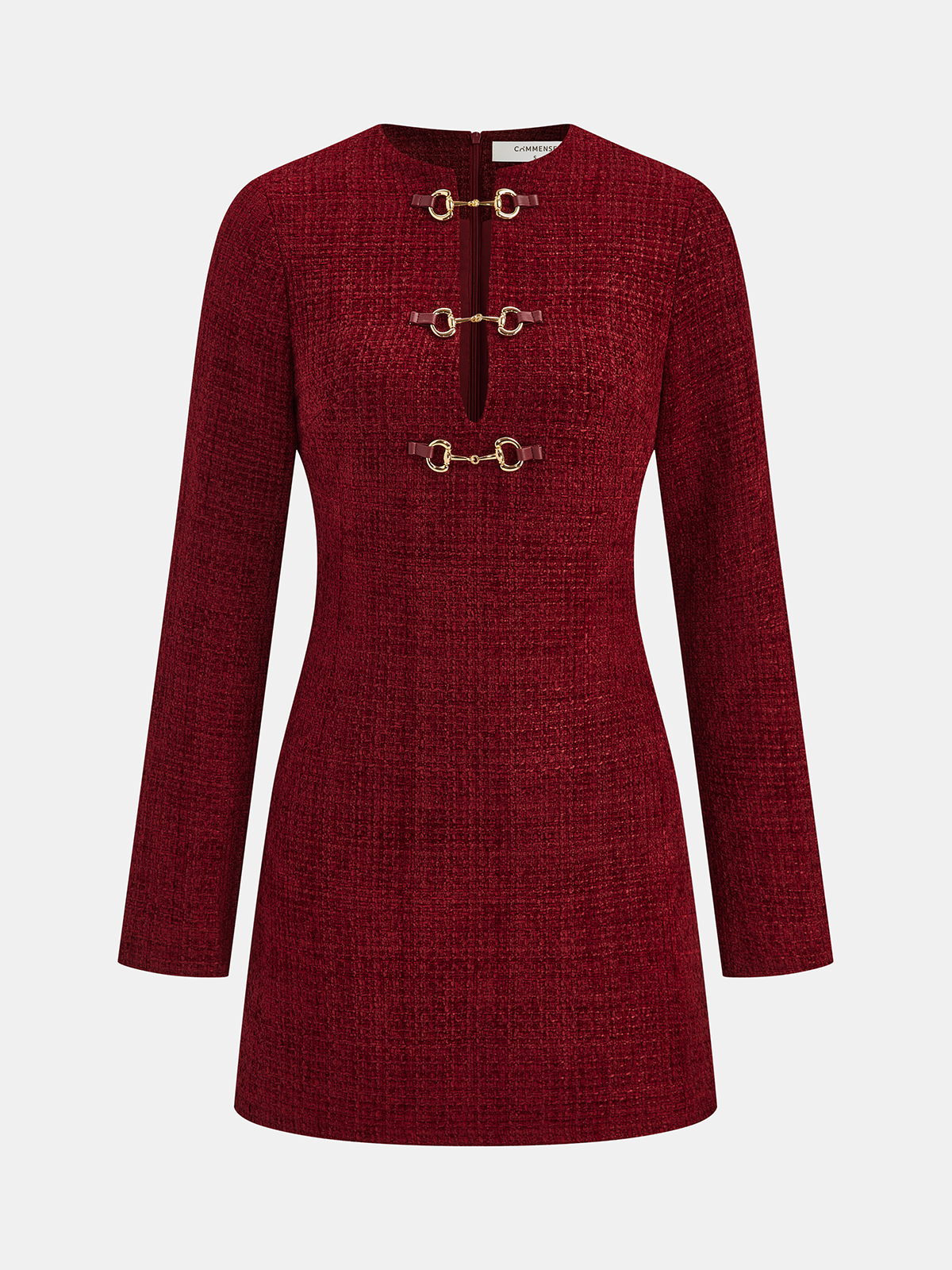 Tweed-Minikleid mit Metallschnalle