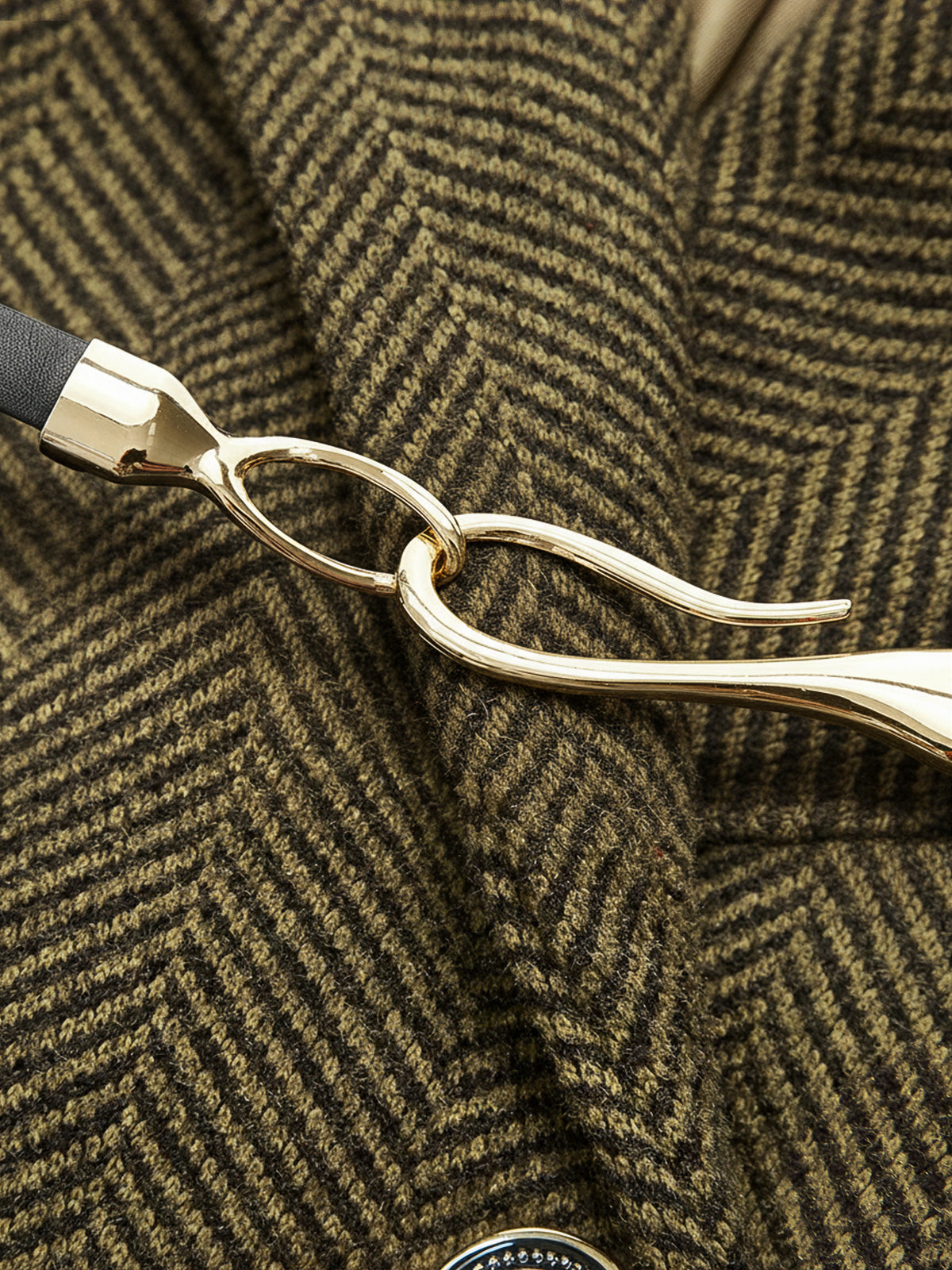 Belted Herringbone Double-Breasted Blazer