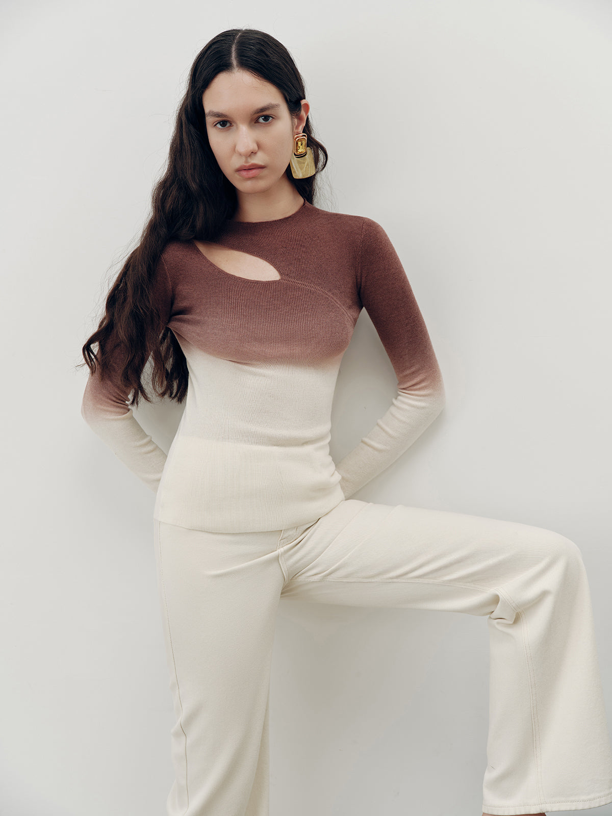 Ombre Cut-Out Knit Top