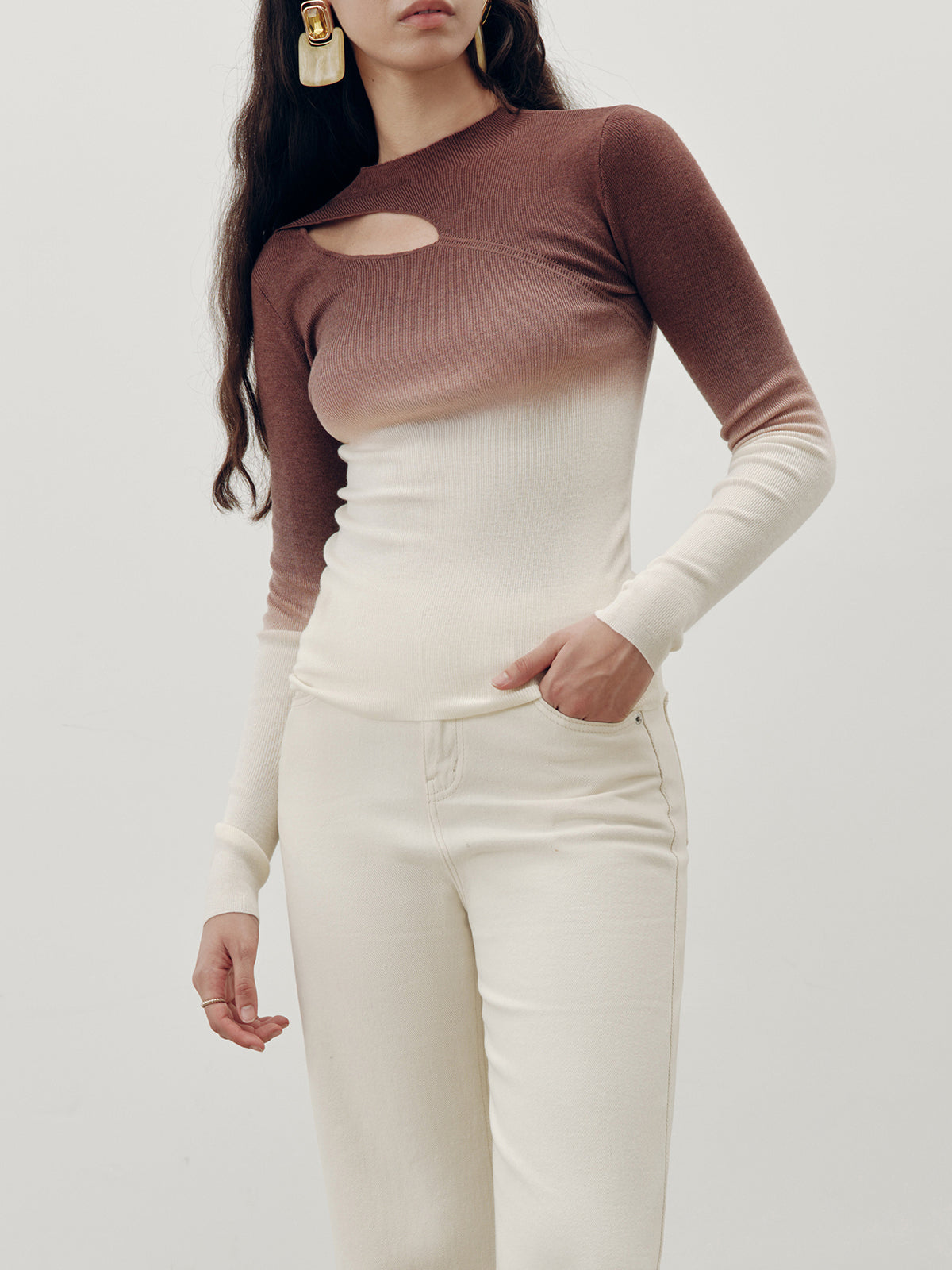 Ombre Cut-Out Knit Top