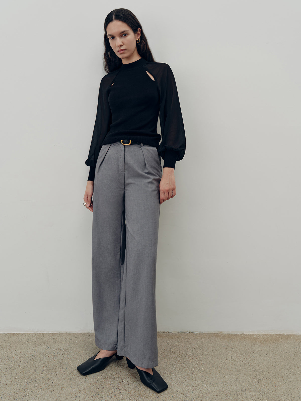 Chiffon Paneled Knit Top