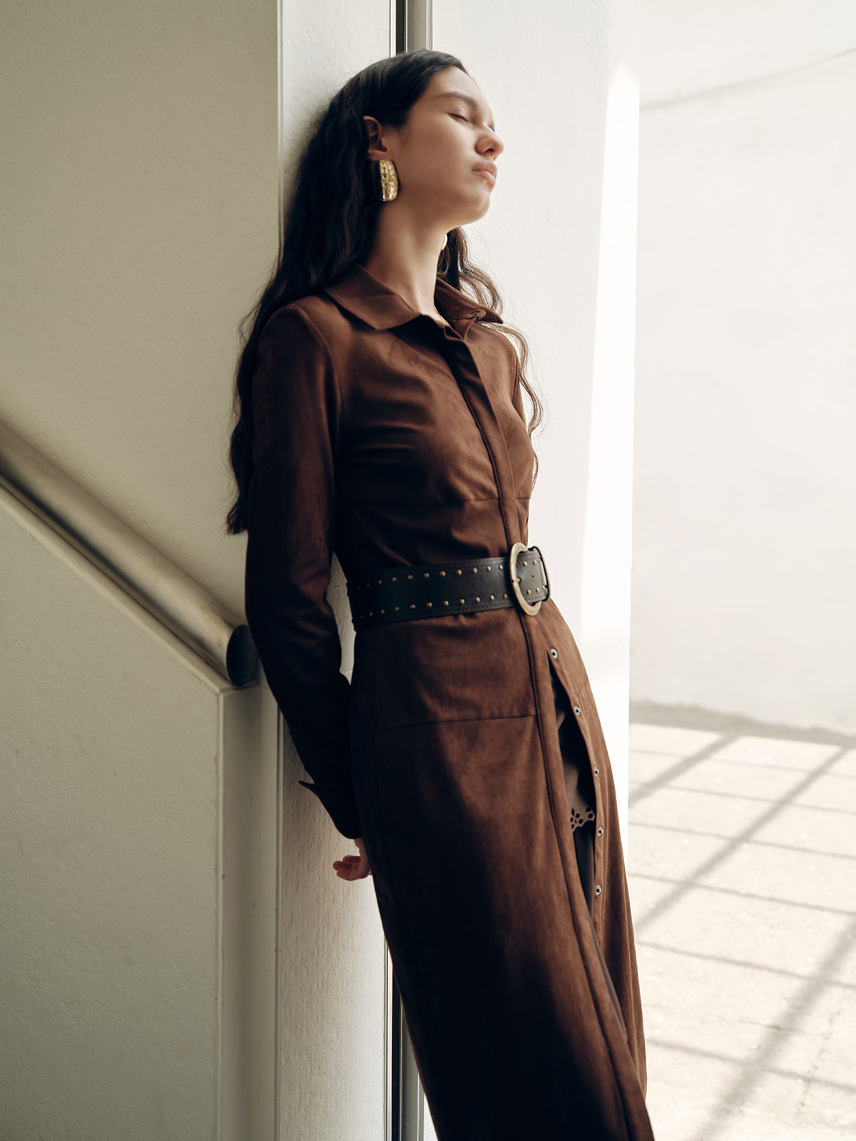 Suede Shirt Dress without Belt