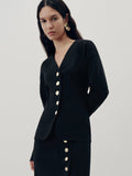 Cardigan en V à boutons métalliques