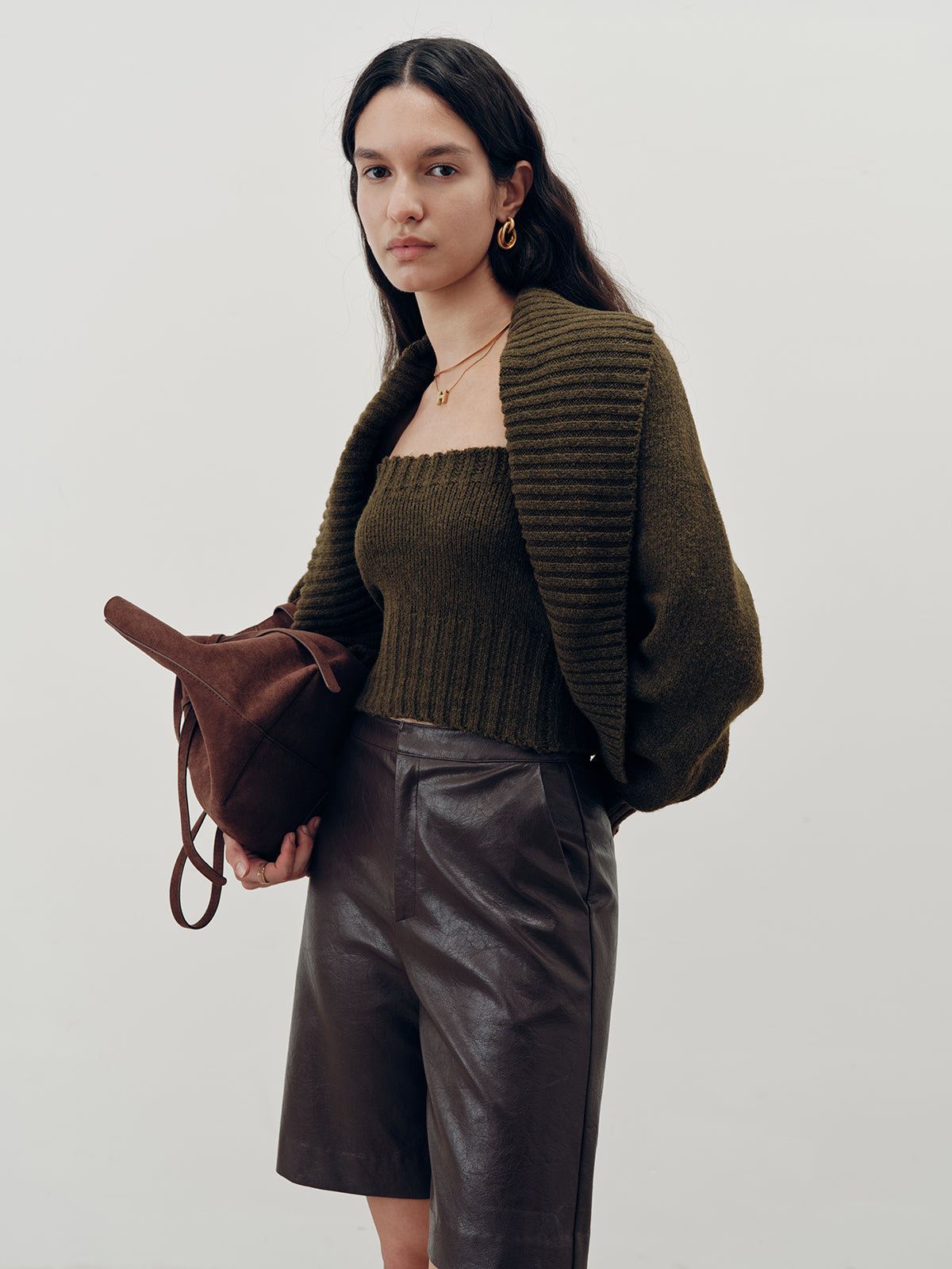 Knit Strapless Top and Cardigan Two-Piece Set