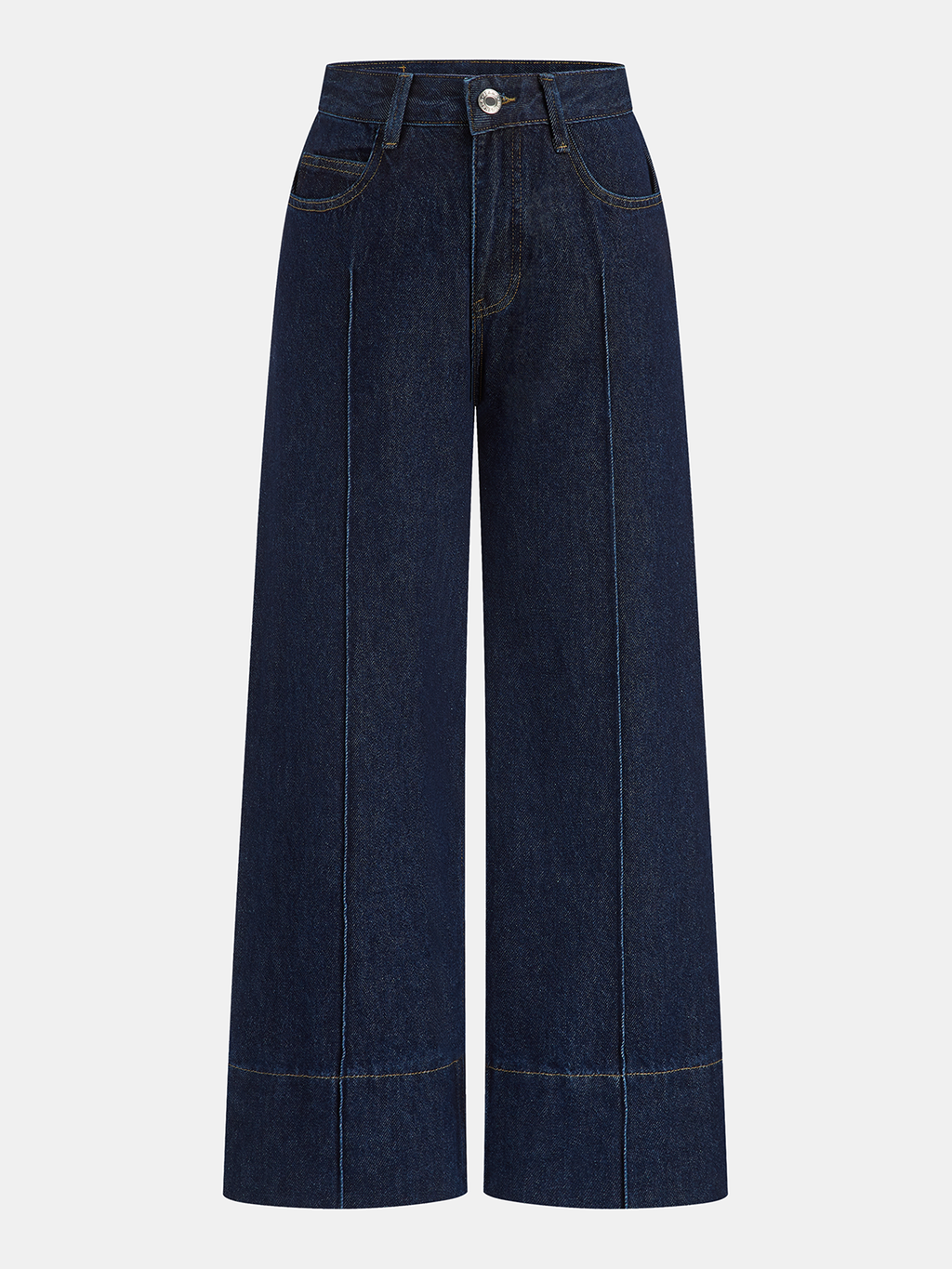 Jeans mit weitem Bein und mittelhohem Bund