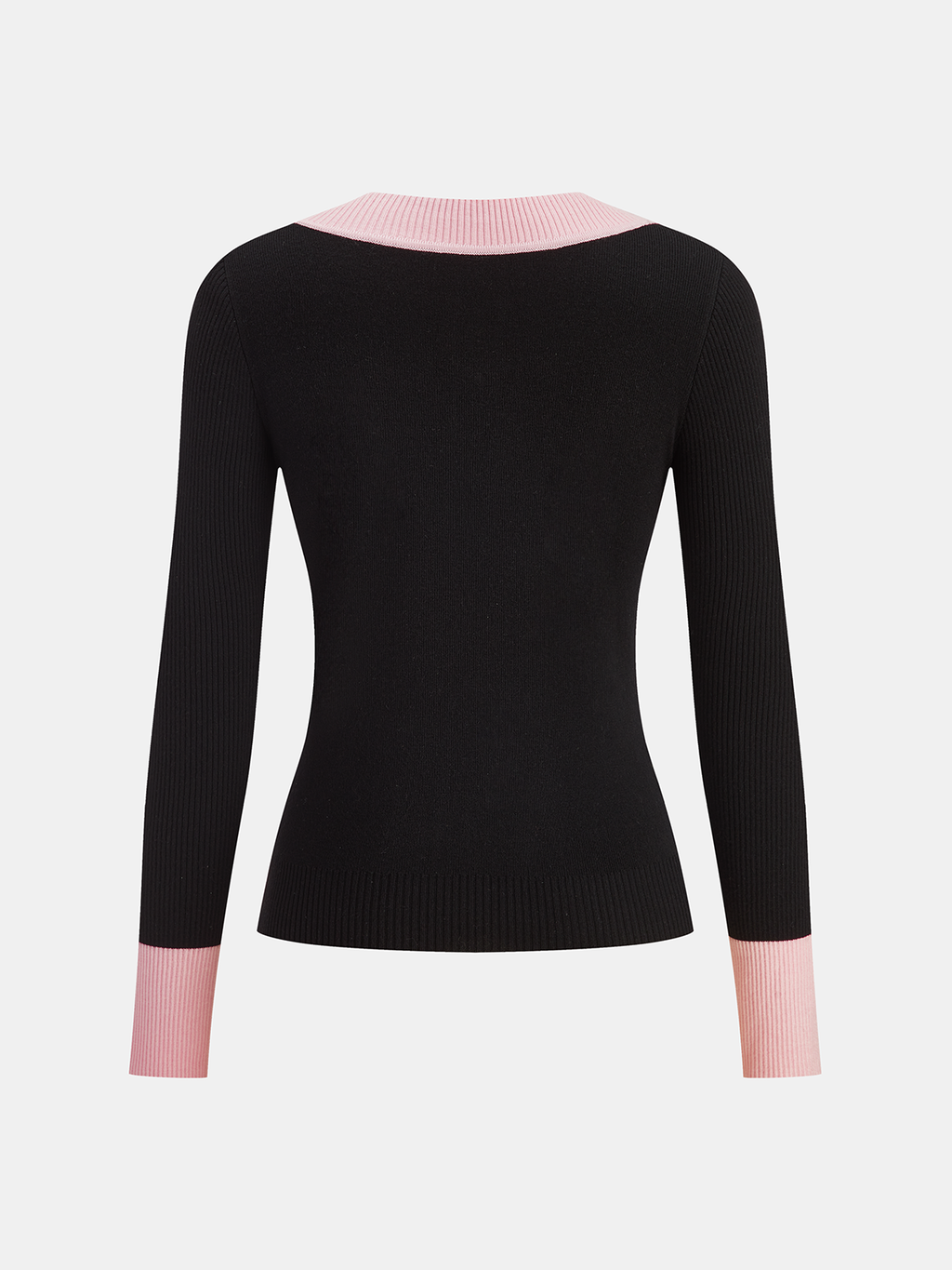Contrast Trim Wool-Blend Knit Top