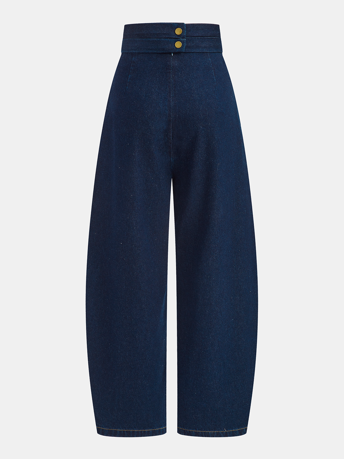 Cross-Over High-Waist Denim Wide-Leg Jeans