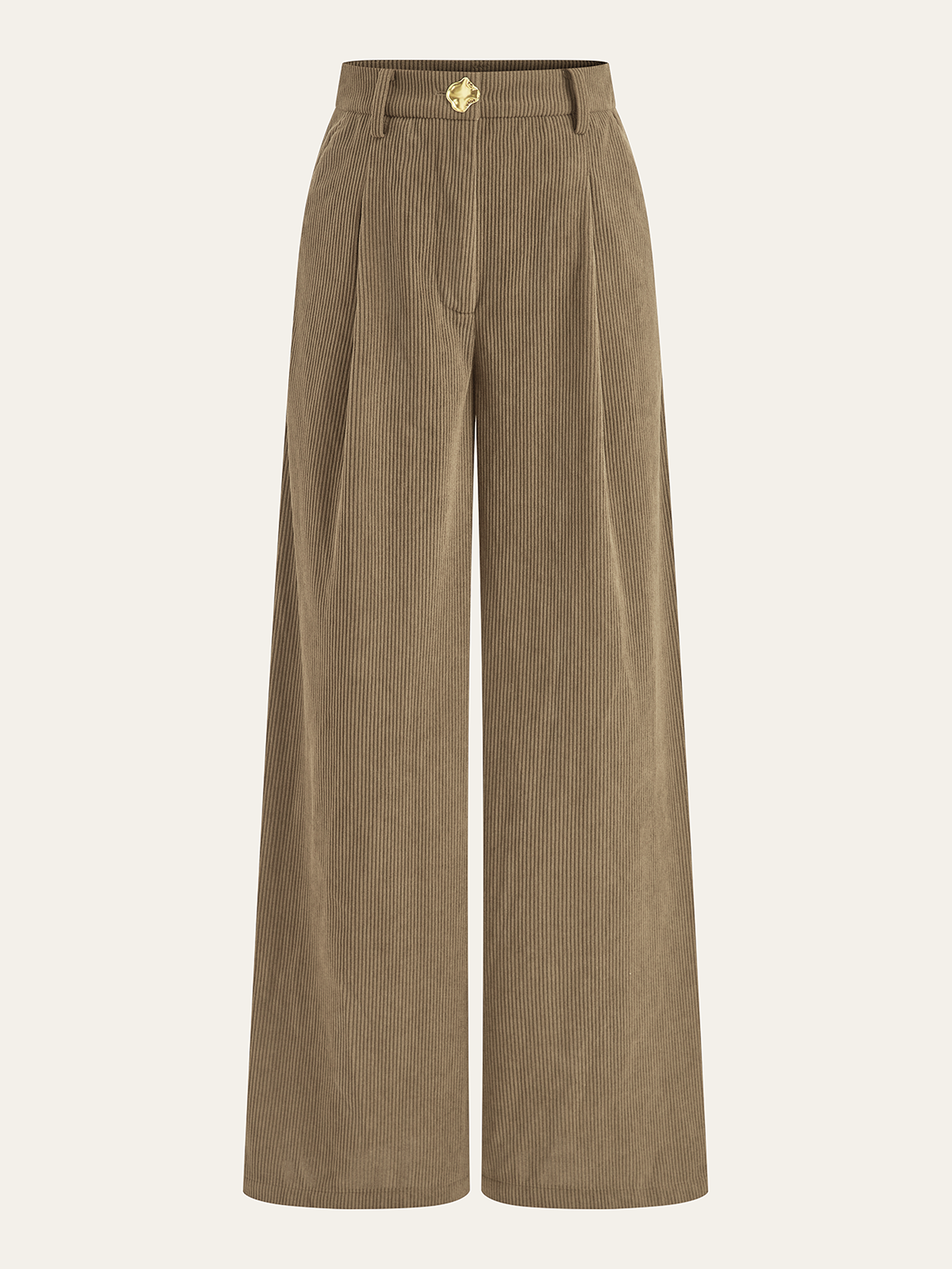 Corduroy Wide-Leg Pleated Pants
