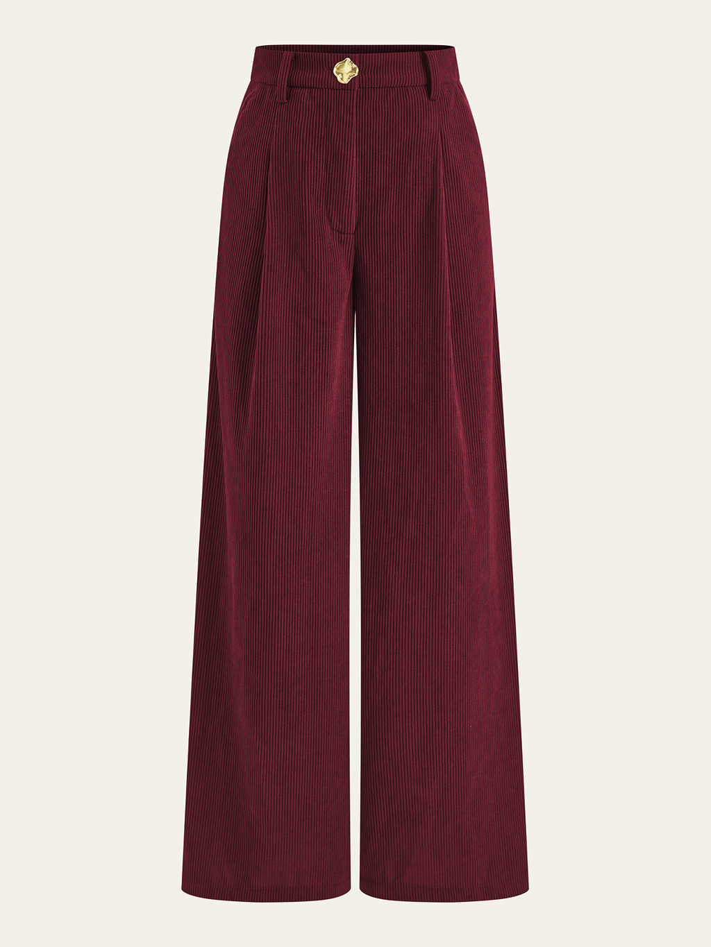 Corduroy Wide-Leg Pleated Pants