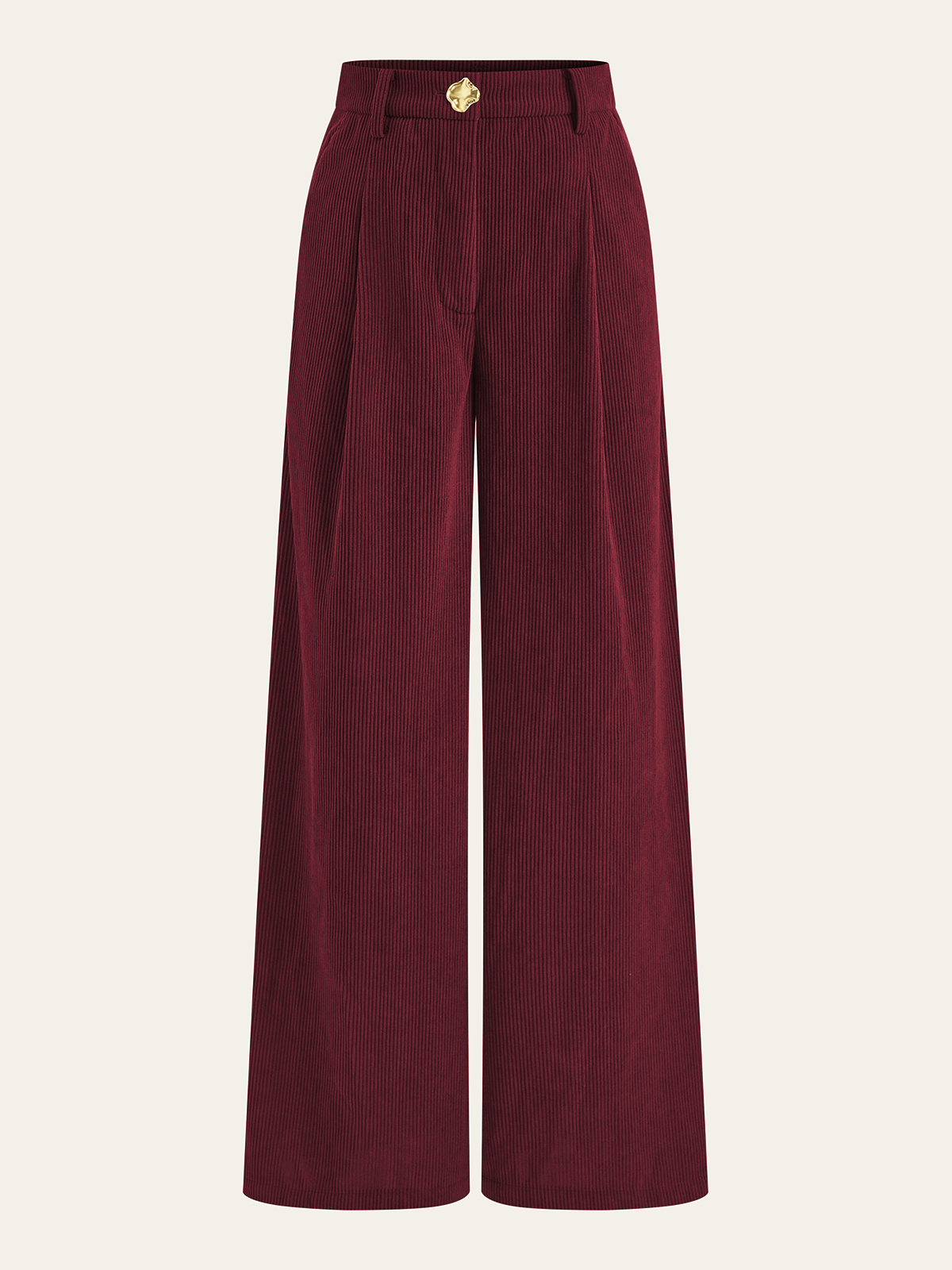 Cordhose mit weitem Bein und Bundfalten